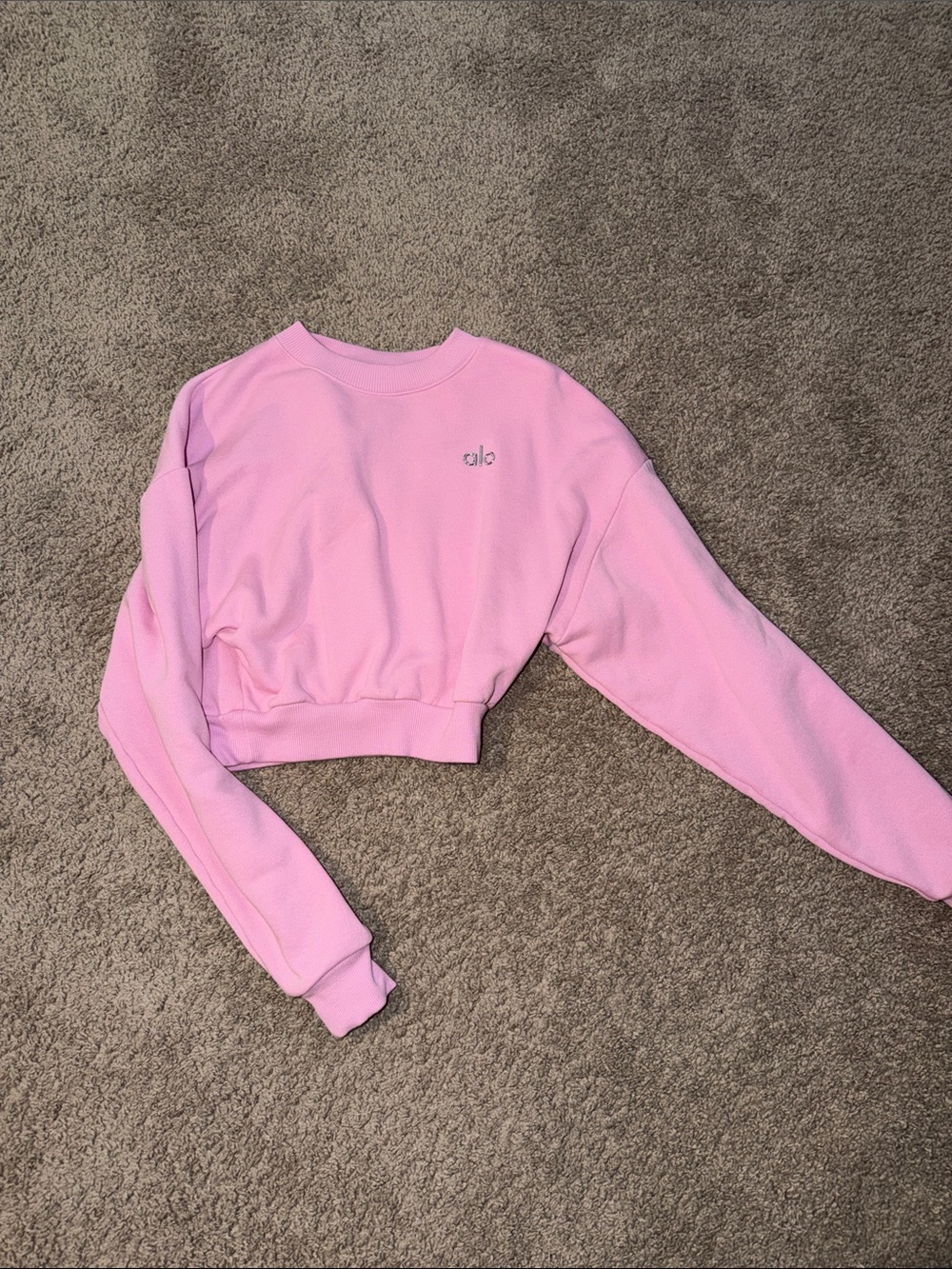 ALO Yoga Light Pink Cropped Crewneck Sweatshirt